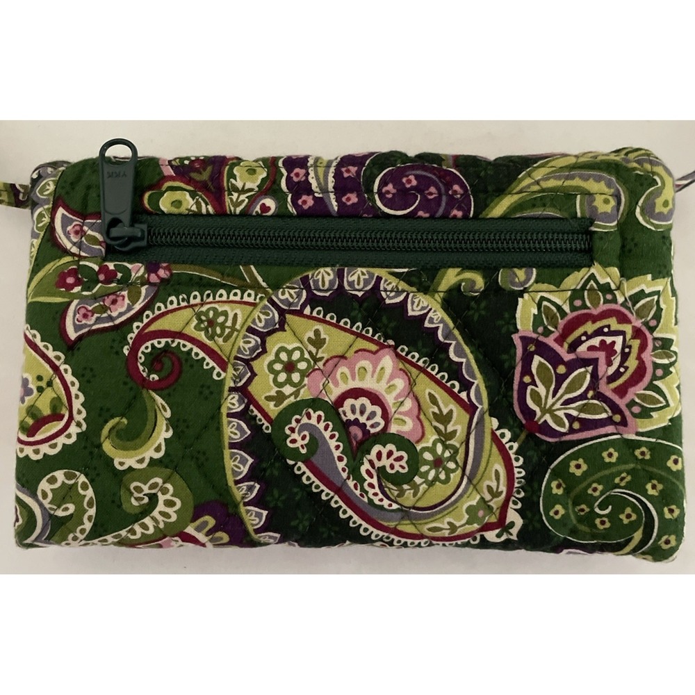 Vera Bradley Trifold Wallet Cross Body Bag Clutch Paisley Flowers Hearts Plaid - Picture 5 of 15